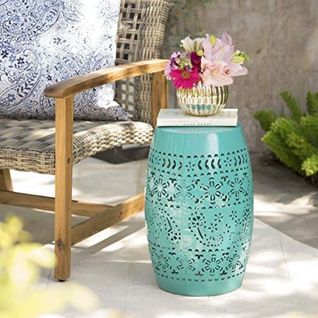 Christopher Knight Home Ruby Outdoor 12" Iron Side Table, Teal
