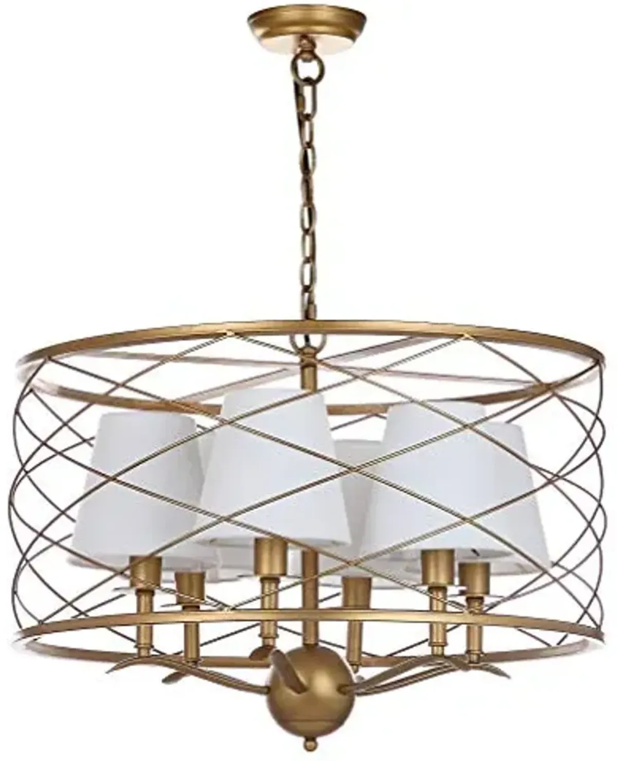 SAFAVIEH Lighting Collection Thea Modern Farmhouse Gold 25-inch Diameter 5-light Adjustable Hanging Chandelier Pendant Light Fixture (LED Bulbs Included)
