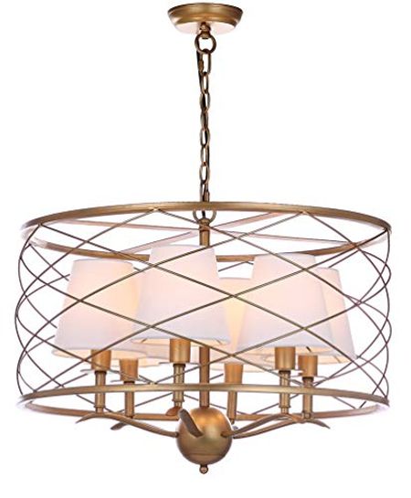 SAFAVIEH Lighting Collection Thea Modern Farmhouse Gold 25-inch Diameter 5-light Adjustable Hanging Chandelier Pendant Light Fixture (LED Bulbs Included)