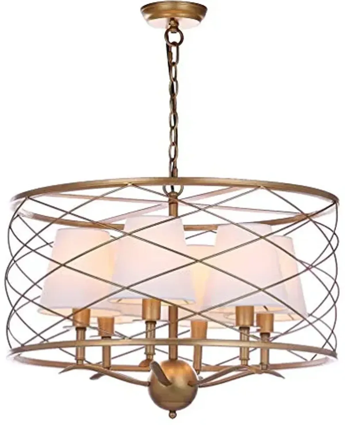 SAFAVIEH Lighting Collection Thea Modern Farmhouse Gold 25-inch Diameter 5-light Adjustable Hanging Chandelier Pendant Light Fixture (LED Bulbs Included)