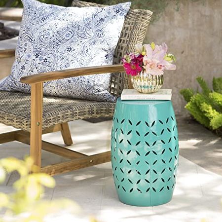 Christopher Knight Home Lilac Outdoor 12" Iron Side Table, Teal