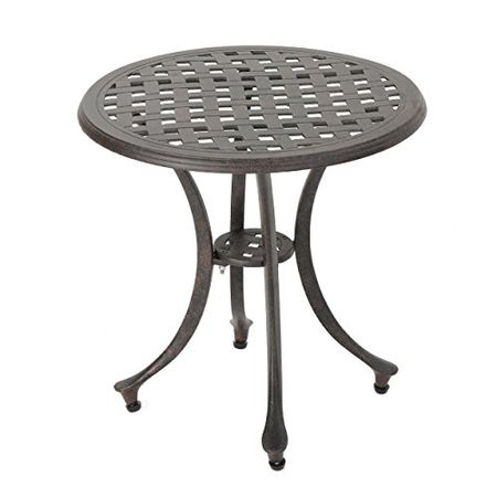 Christopher Knight Home Lola Outdoor 19" Cast Aluminum Side Table, Bronze Finished