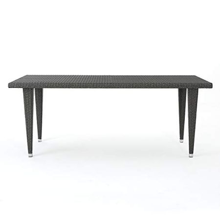 Christopher Knight Home Dominica Outdoor Wicker Rectangular Dining Table, Grey