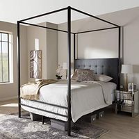 Baxton Studio Industrial Black Canopy Bed by Size - Queen