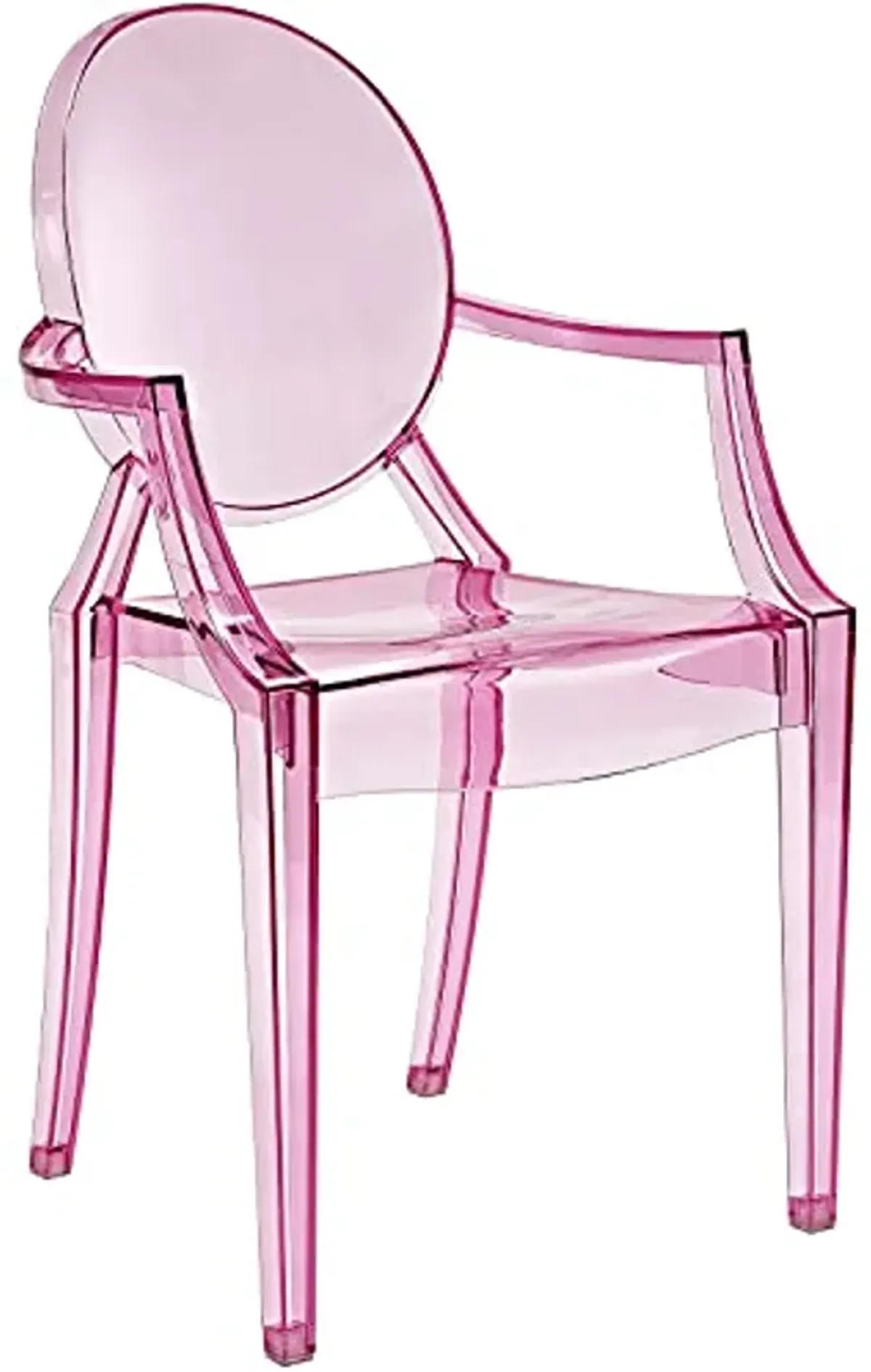 Modway Casper Modern Acrylic Stacking, Two Dining Armchairs, Pink