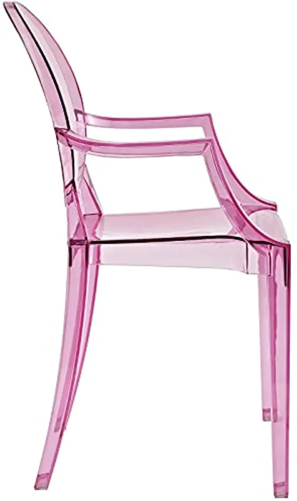 Modway Casper Modern Acrylic Stacking, Two Dining Armchairs, Pink