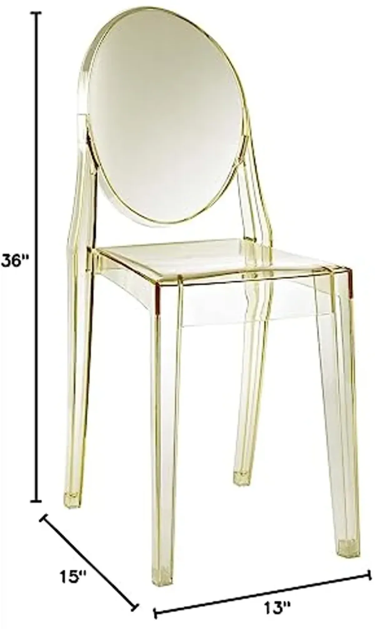 Modway Casper Modern Acrylic Stacking Two Dining Side Chairs in Yellow