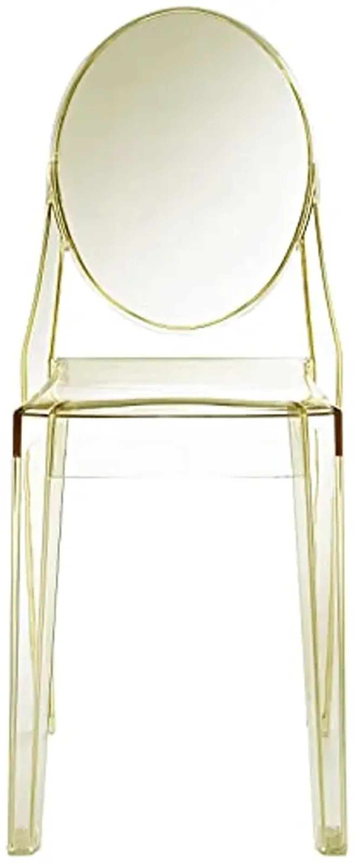 Modway Casper Modern Acrylic Stacking Two Dining Side Chairs in Yellow