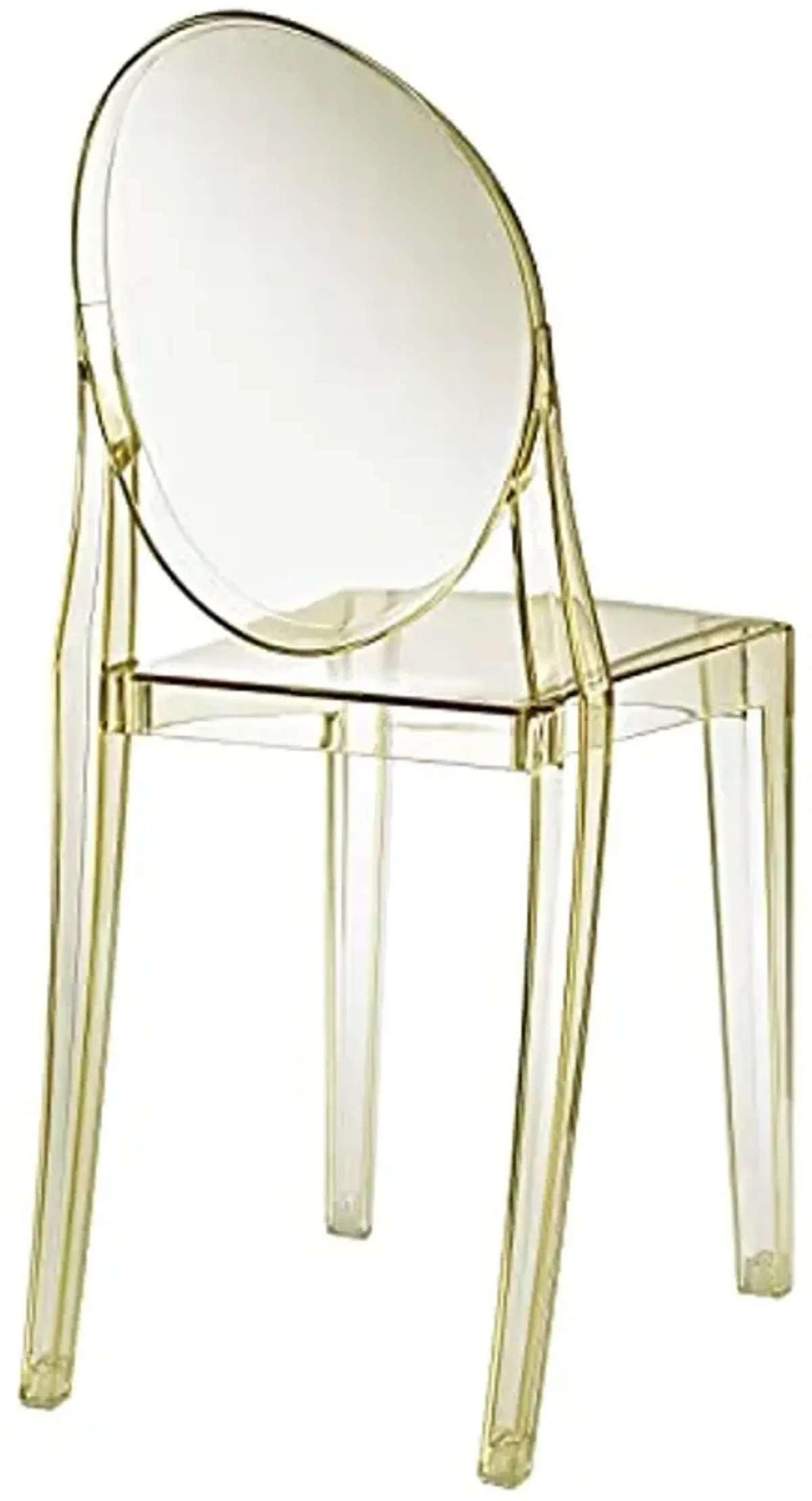 Modway Casper Modern Acrylic Stacking Two Dining Side Chairs in Yellow