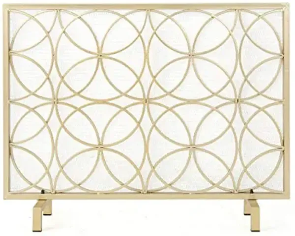 Christopher Knight Home Valeno Single Panel Iron Fireplace Screen, Gold