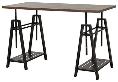 Signature Design by Ashley Irene Adjustable Height Industrial Writing Desk, Brown & Black