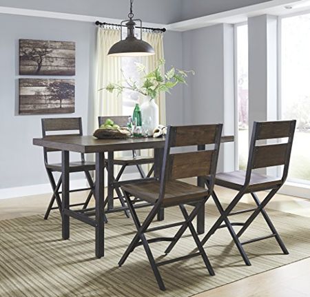 Ashley Furniture Signature Design - Kavari 5-Piece Dining Room Set - Includes Counter Height Table & 4 Barstools - Brown