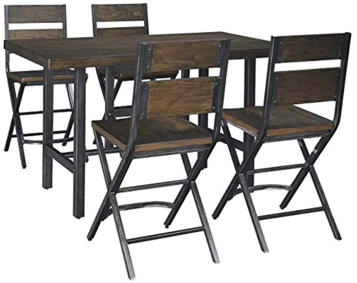 Ashley Furniture Signature Design - Kavari 5-Piece Dining Room Set - Includes Counter Height Table & 4 Barstools - Brown