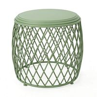 Christopher Knight Home Alamera Outdoor Lattice Iron Side Table, 19", Matte Green