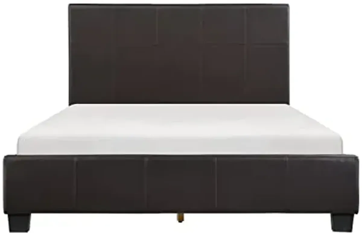 Homelegance Lorenzi Faux Leather Upholstered Platform Bed, Queen, Brown