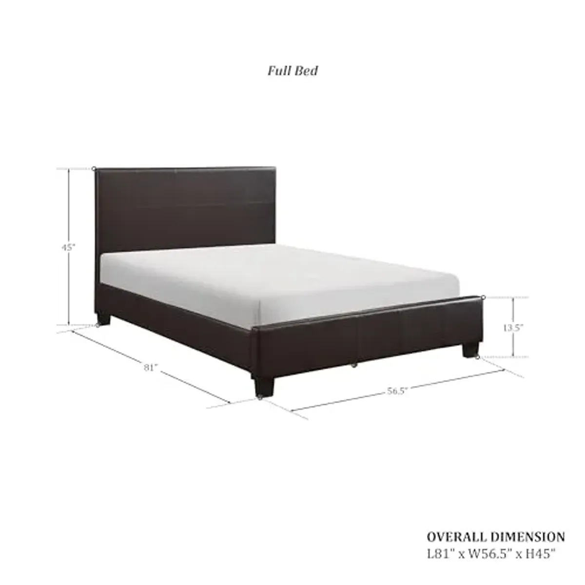 Homelegance Lorenzi Faux Leather Upholstered Platform Bed, Full, Brown