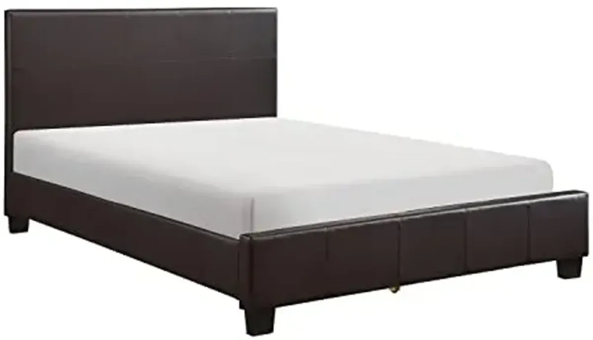Homelegance Lorenzi Faux Leather Upholstered Platform Bed, King, Brown