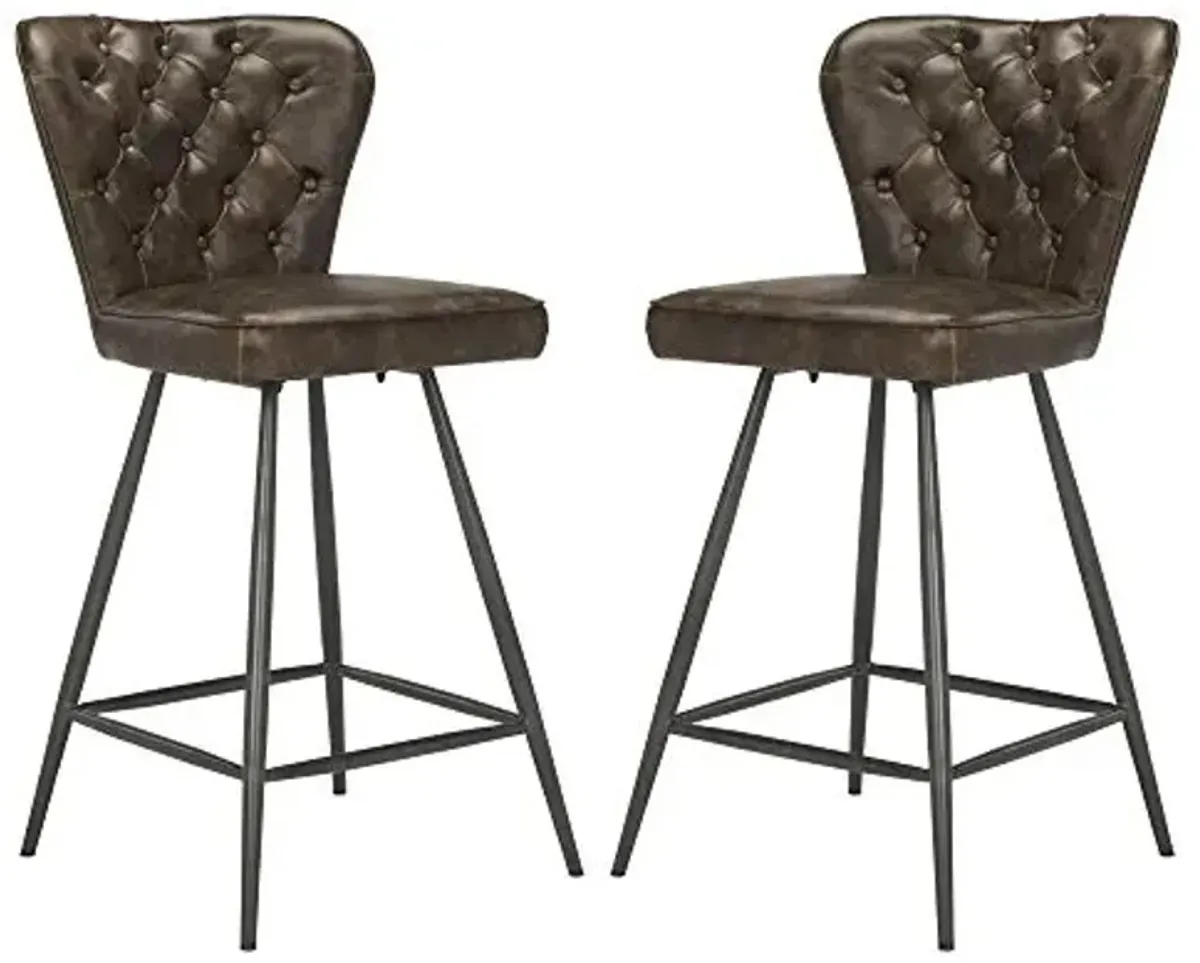 Safavieh American Homes Collection Ashby Modern Tufted Brown and Black Swivel 26-inch Counter Stool