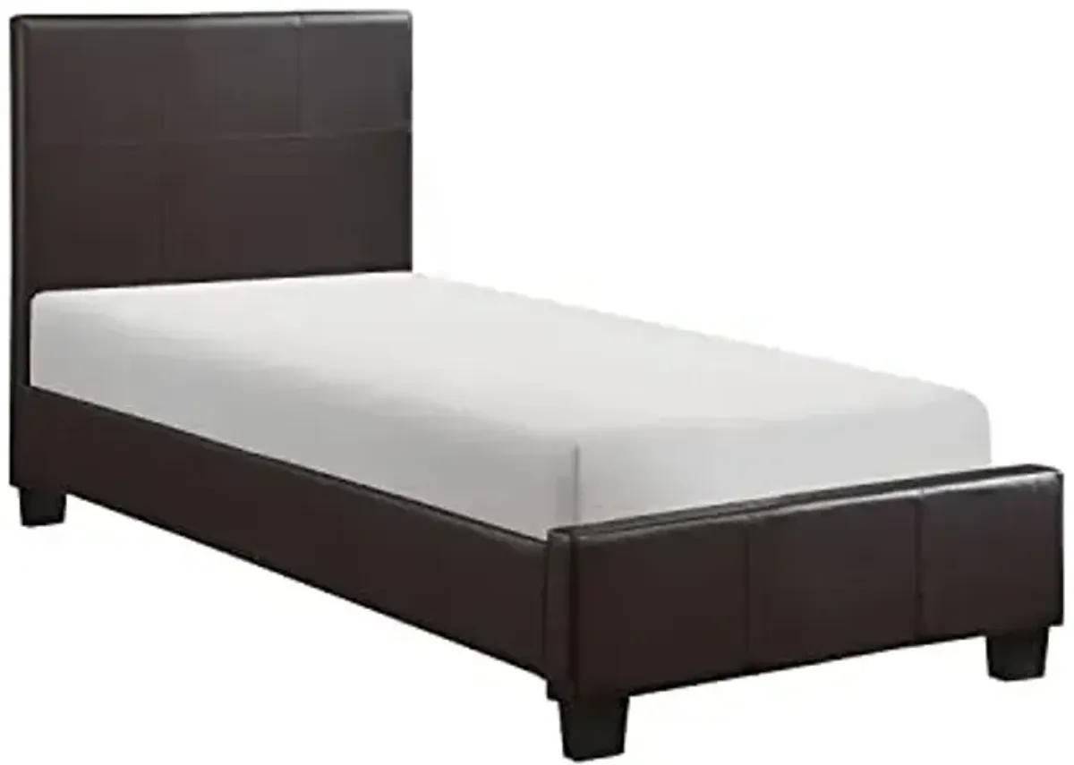 Homelegance Lorenzi Faux Leather Upholstered Platform Bed, Twin, Brown