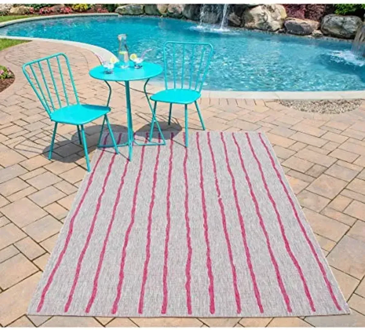 Novogratz Villa Collection Sicily Indoor/Outdoor Area Rug, 2'7" x 7'6" Runner, Blue