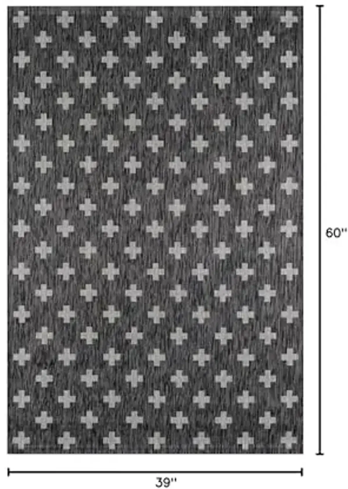 NOVOGRATZ Villa Collection Umbria Indoor/Outdoor Area Rug, 3'3" x 5'0", Charcoal