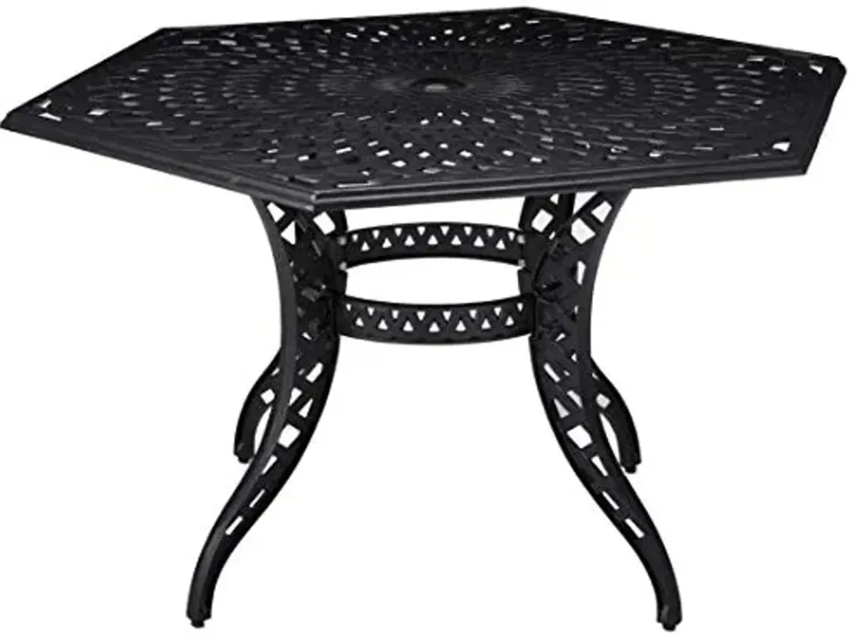 Christopher Knight Home Cayman Outdoor Cast Aluminum Hexagonal Dining Table, Antique Matte Black