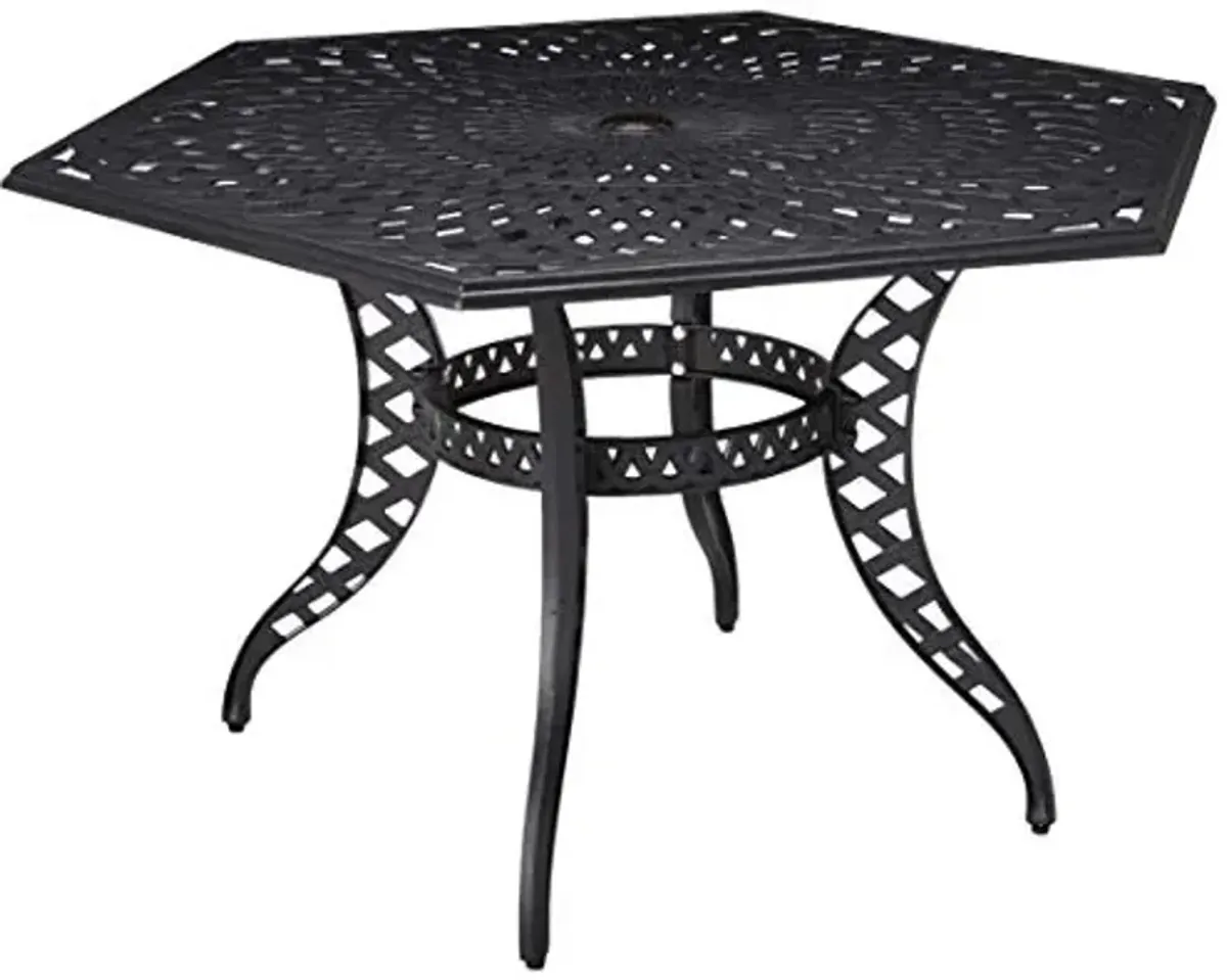 Christopher Knight Home Cayman Outdoor Cast Aluminum Hexagonal Dining Table, Antique Matte Black