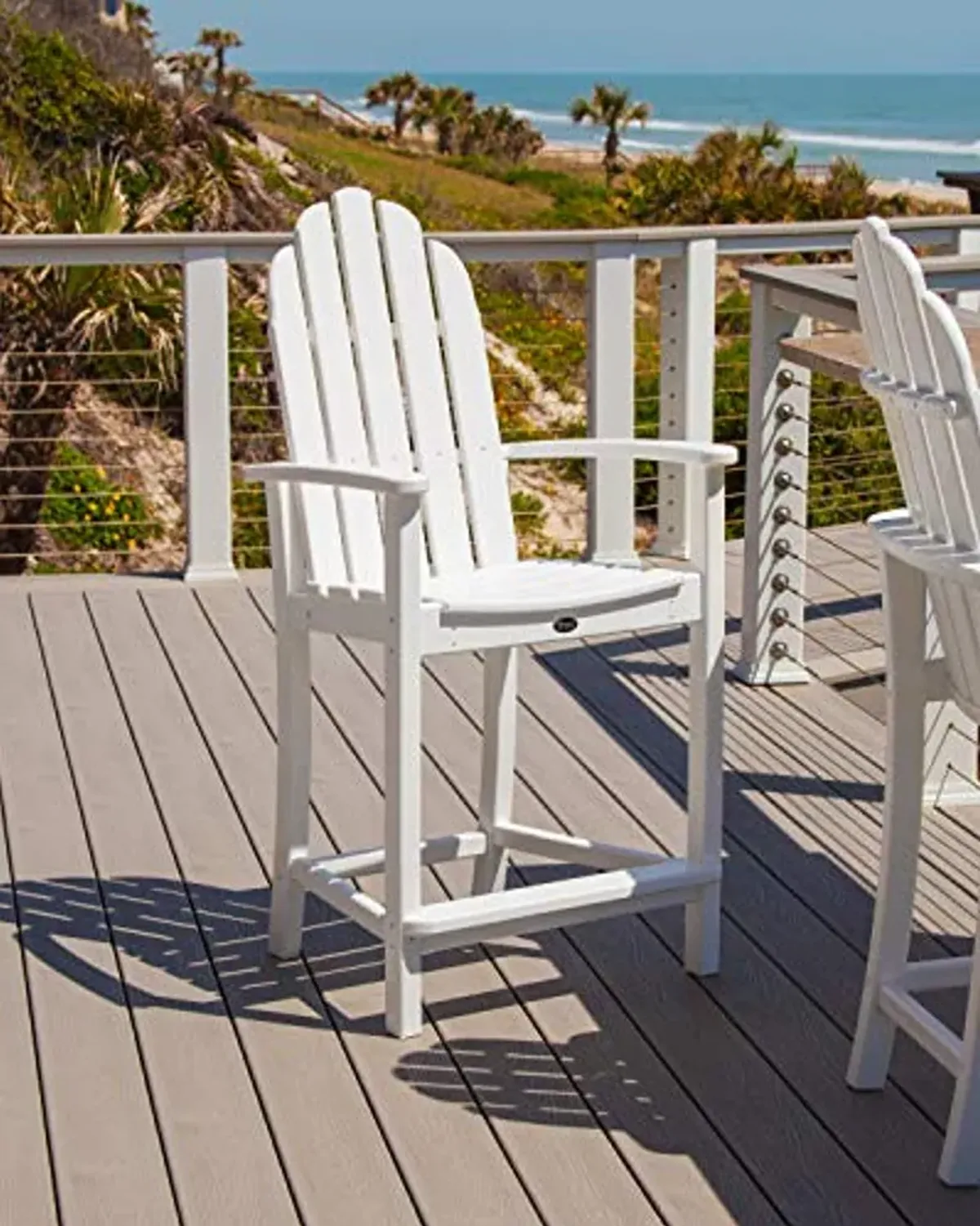 Trex Outdoor Furniture Cape Cod Adirondack Counter Chair in Classic White