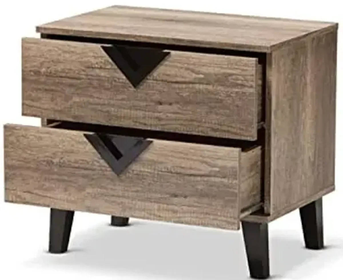Baxton Studio Swanson Modern and Contemporary Light Brown Wood 2-Drawer Nightstand