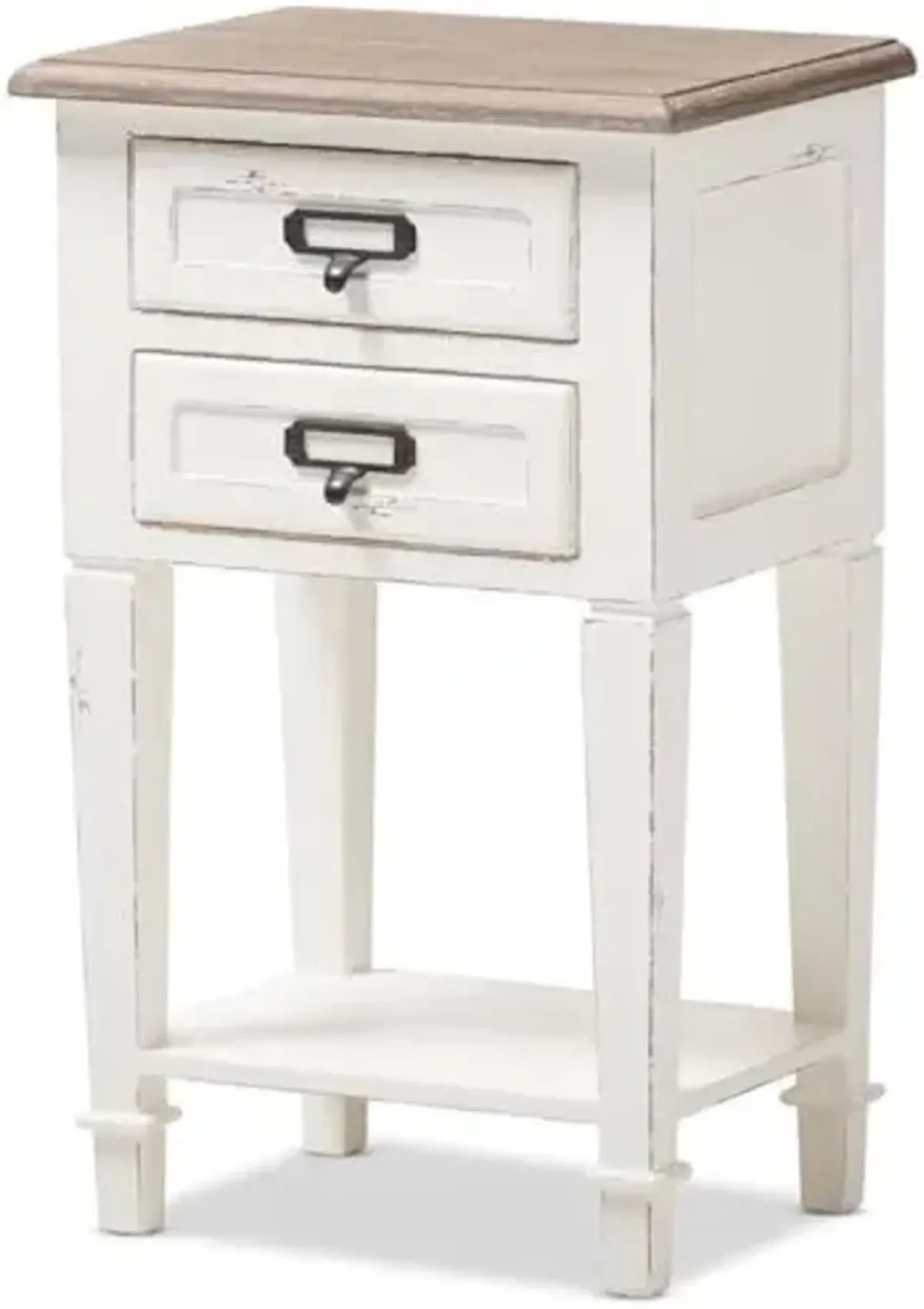 Baxton Studio Dauphine 15 3/4" Wide Weathered Oak and White Side Table
