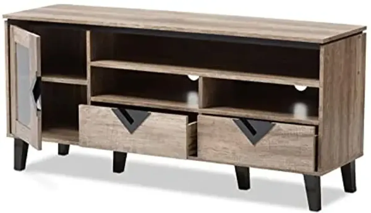 Baxton Studio Cardiff 55" Wood TV Stand in Distressed Oak