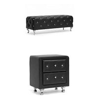 Baxton Studio 2-pc Stella Crystal Tufted Upholstered Modern Bench and Nightstand Bedroom Set , Black