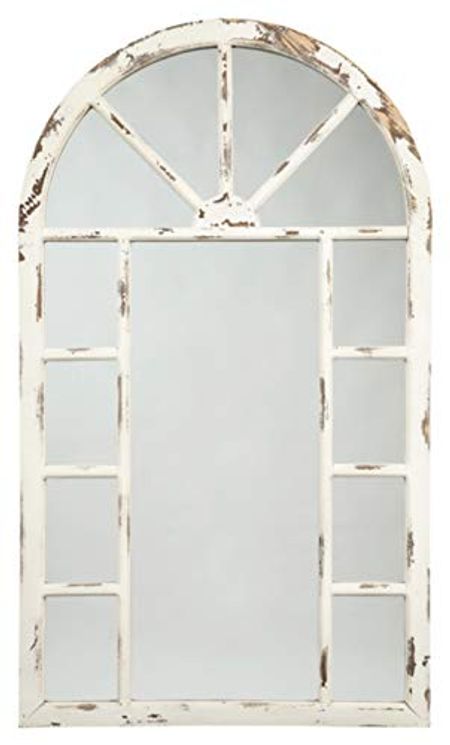 Signature Design by Ashley Divakar Farmhouse Antiqued Wood Framed Accent Mirror , White