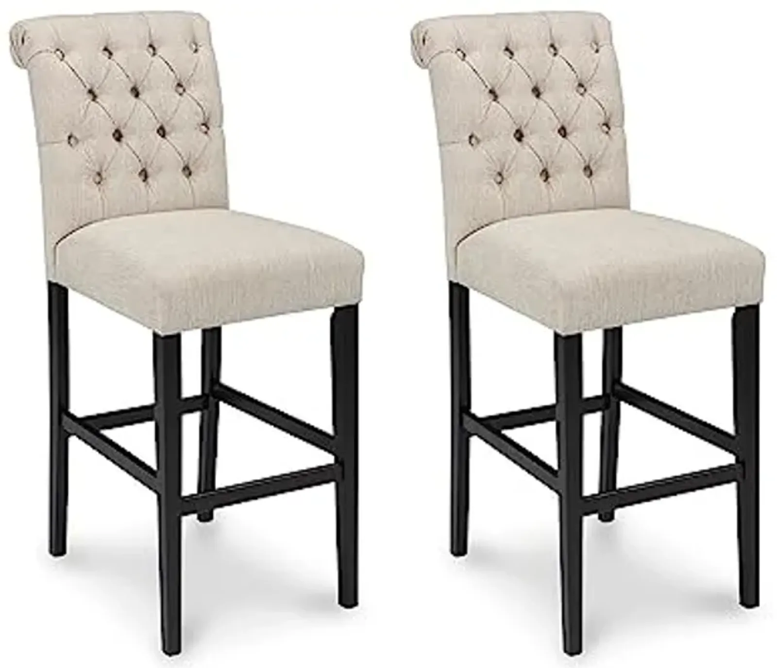 Signature Design by Ashley Tripton Casual 30" Pub Height Tufted Upholstered Barstool, 2 Count, Beige