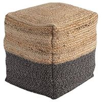 Signature Design by Ashley Sweed Valley Farmhouse Pouf 17.5 x 20.25, Light Brown and Black