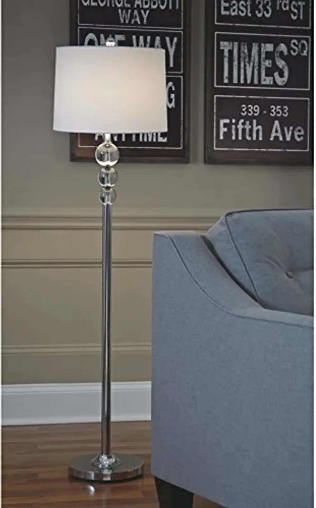 Signature Design by Ashley Joaquin Traditional 56.25" Crystal Accent Floor Lamp, Chrome