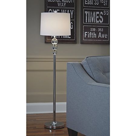 Signature Design by Ashley Joaquin Traditional 56.25" Crystal Accent Floor Lamp, Chrome