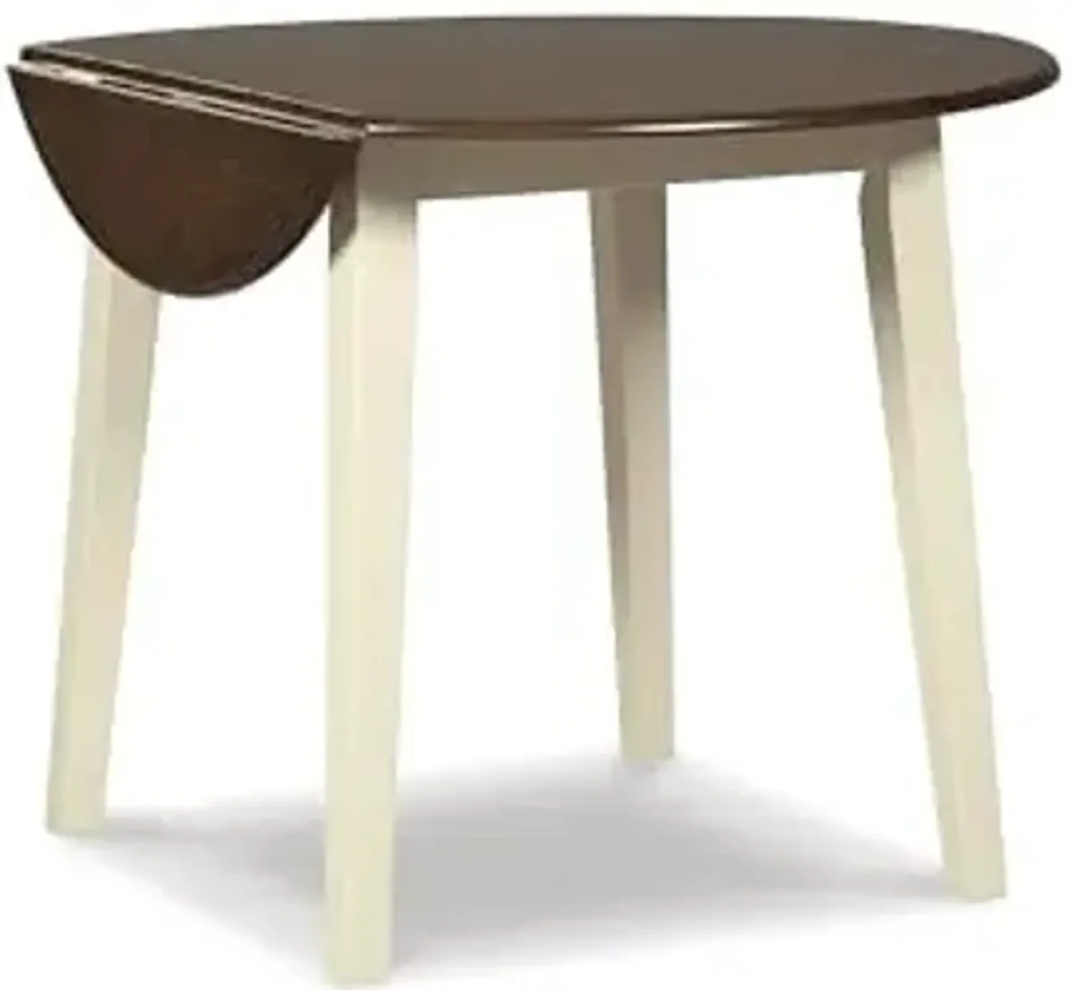 Signature Design by Ashley Woodanville Cottage 40" Round Drop Leaf Dining Table, Cream & Brown