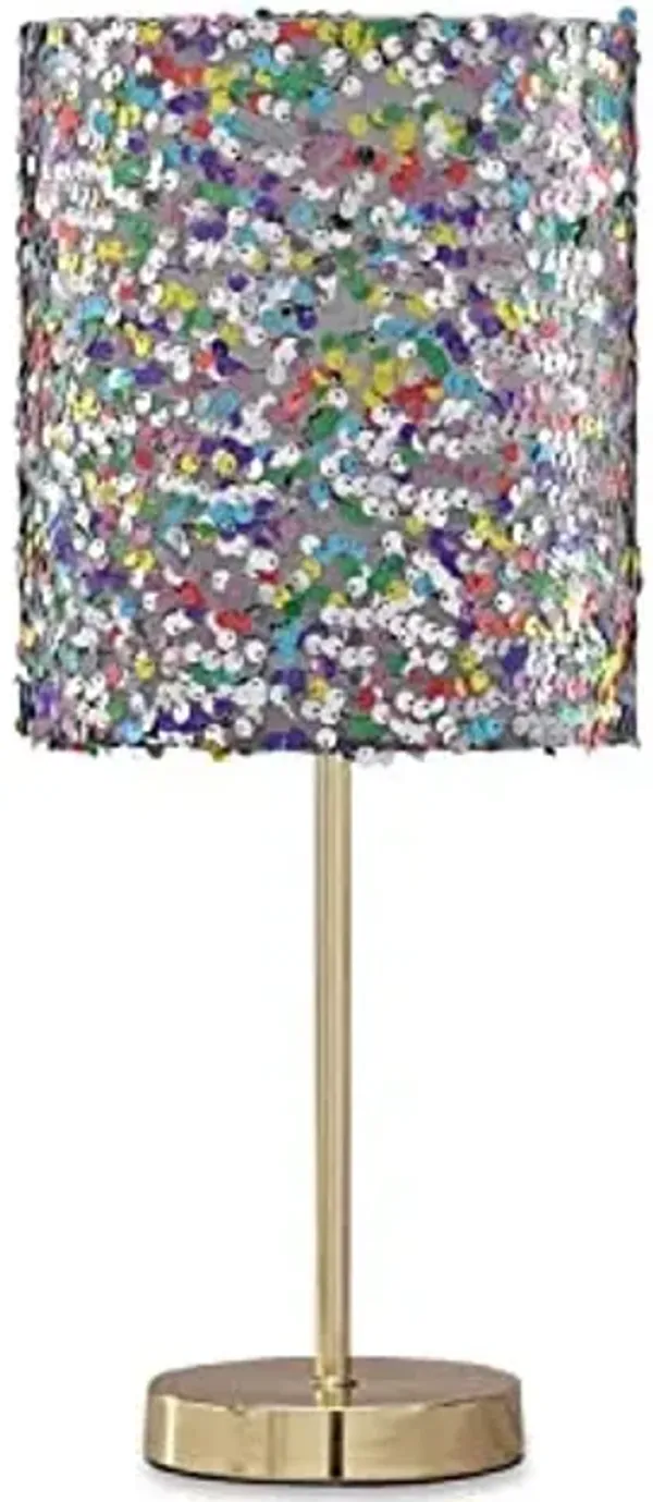 Signature Design by Ashley Maddy Glam 18.25" Youth Multicolored Sequined Drum Shade Single Table Lamp, Multicolor
