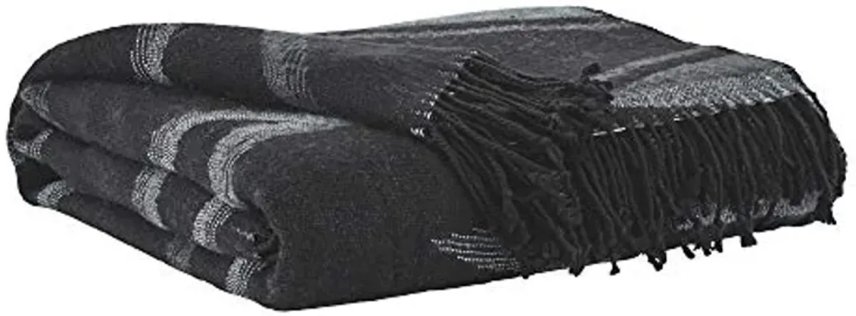 Signature Design by Ashley Cecile Tribal Throw Blanket, 50 x 60 Inches, Black and Gray