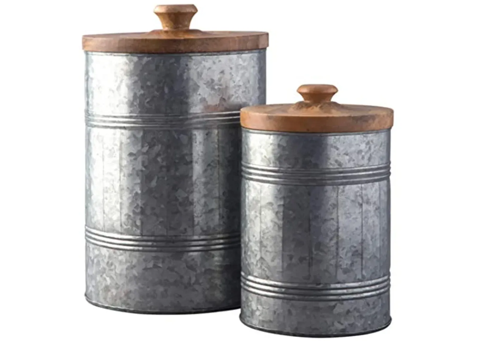 Signature Design by Ashley Divakar Industrial Farmhouse Galvanized Metal 2 Piece Jar Set, Gray