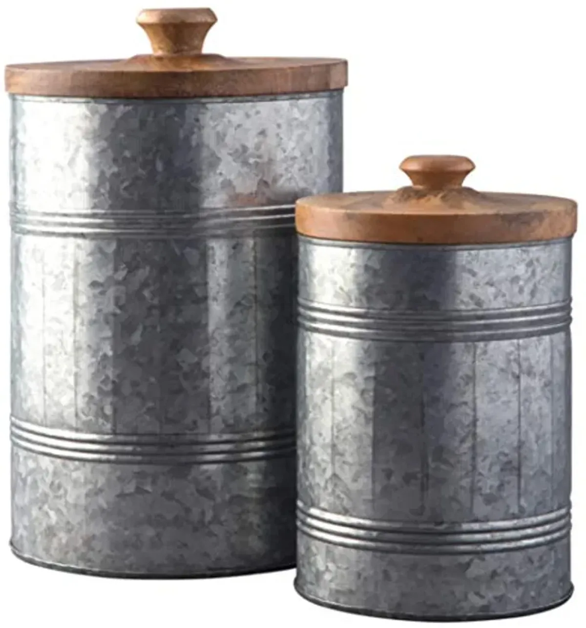 Signature Design by Ashley Divakar Industrial Farmhouse Galvanized Metal 2 Piece Jar Set, Gray