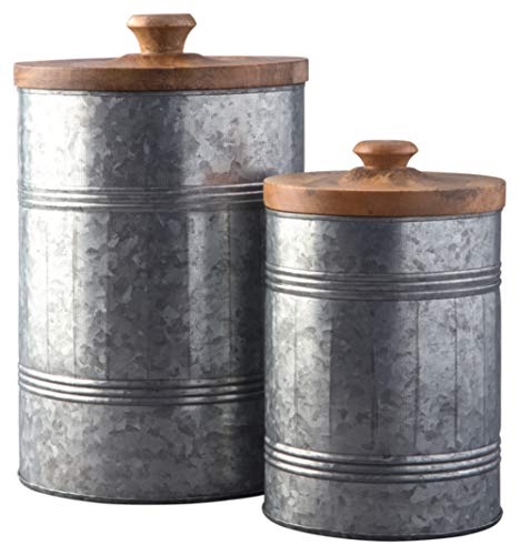 Signature Design by Ashley Divakar Industrial Farmhouse Galvanized Metal 2 Piece Jar Set, Gray