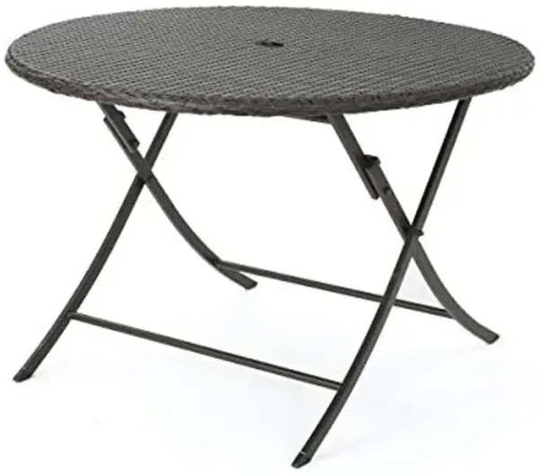 Christopher Knight Home Riad Outdoor Wicker Circular Dining Table, Multibrown