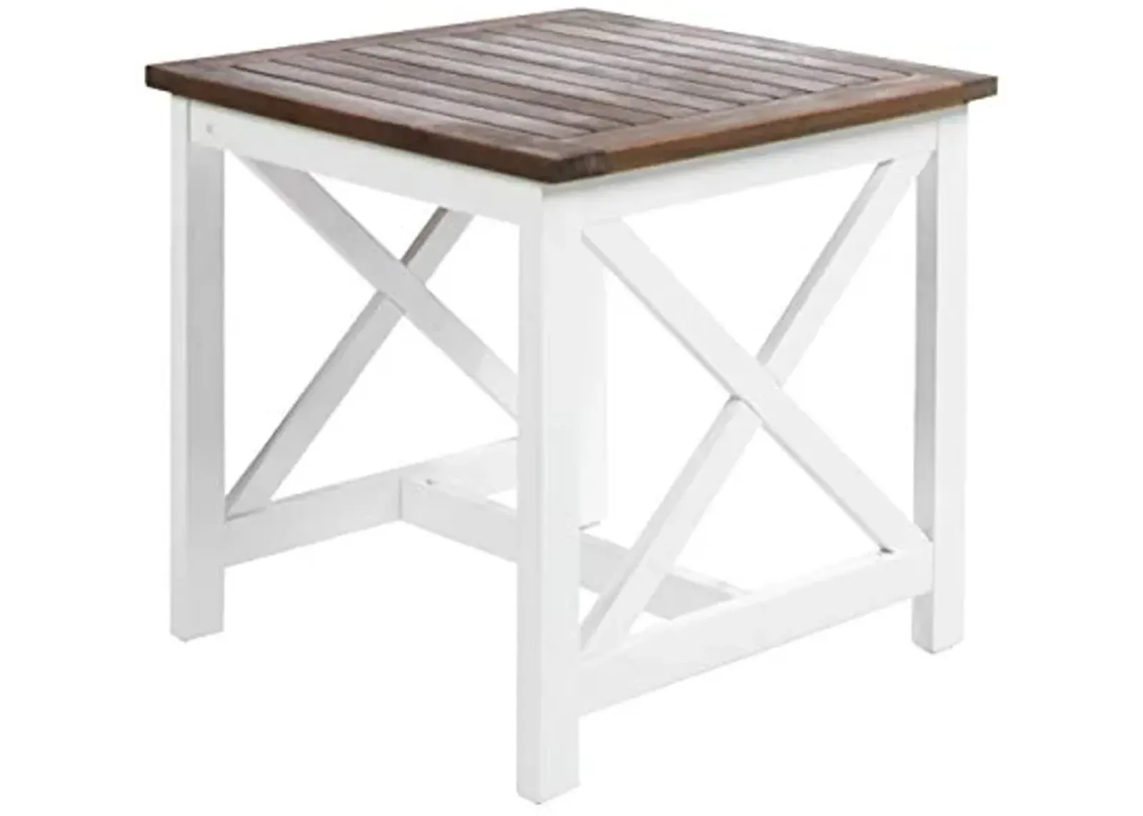 Christopher Knight Home Cassara Outdoor Farmhouse Cottage Acacia Wood End Table with White Frame, Pu White / Dark Oak