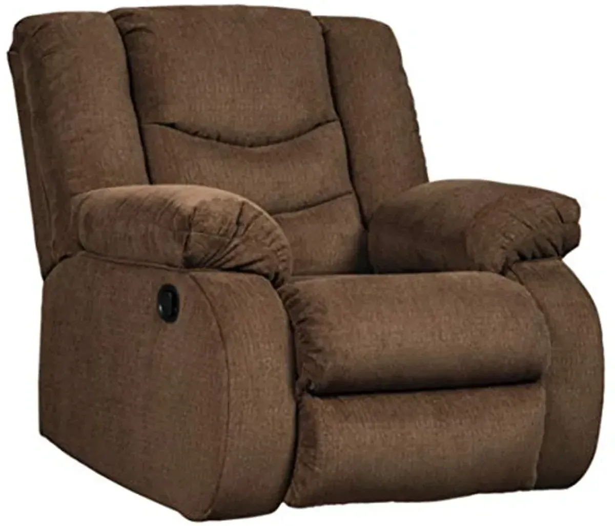 Signature Design by Ashley Tulen Modern Manual Pull Tab Rocker Recliner, Dark Brown