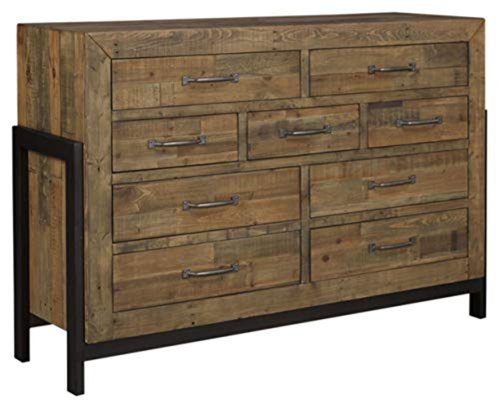 Signature Design by Ashley Sommerford Urban Industrial Butcher Block Style 9 Drawer Dresser, Brown