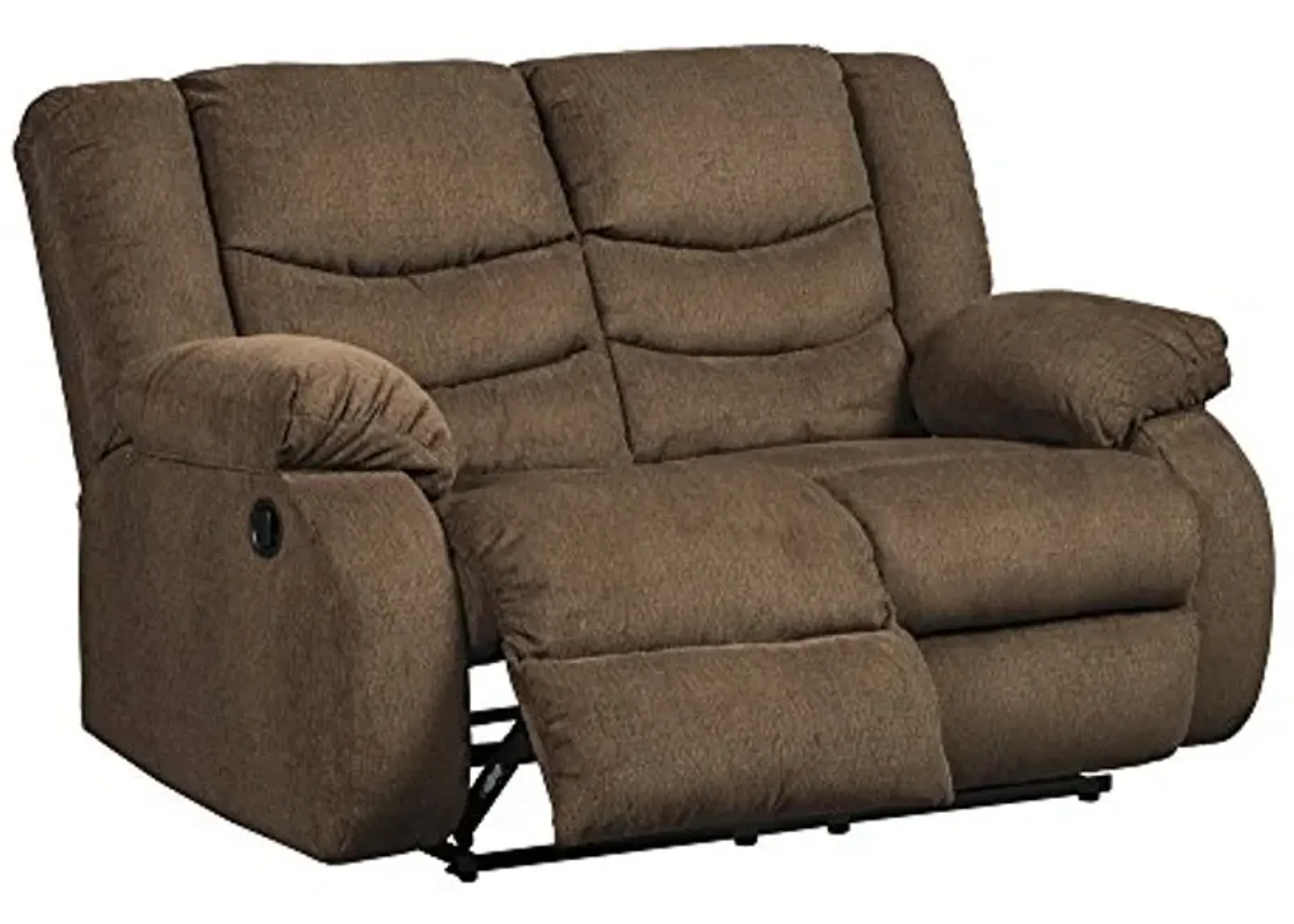 Signature Design by Ashley Tulen Modern Manual Pull Tab Reclining Loveseat, Dark Brown