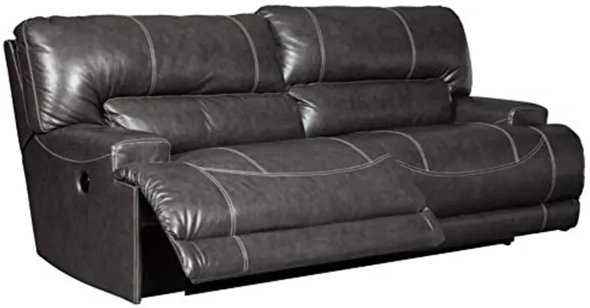 Signature Design by Ashley McCaskill Leather 2 Seat Oversized Power Reclining Sofa Dark Gray