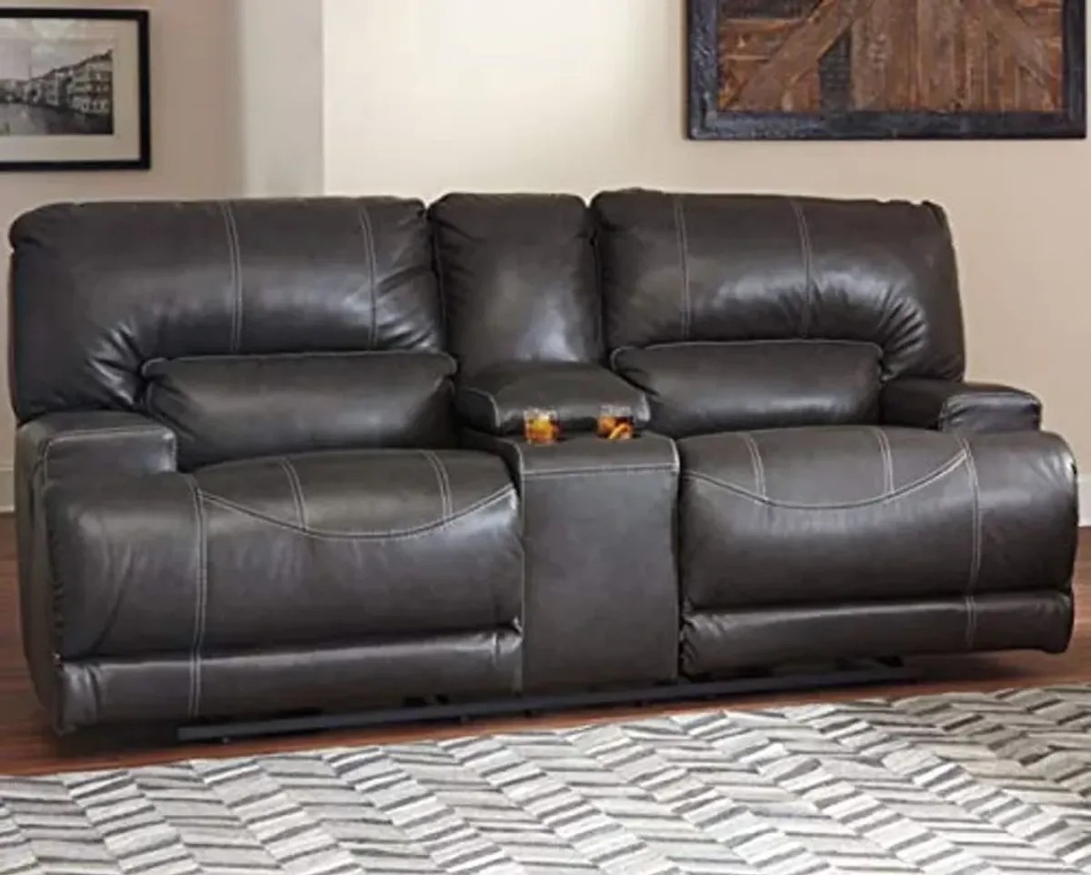 Signature Design by Ashley McCaskill Leather 2 Seat Oversized Power Reclining Sofa Dark Gray